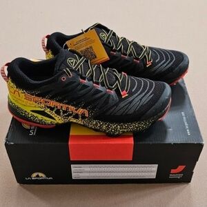 La Sportiva Black and Yellow Athletic Shoes with Trail-Ready Outsole